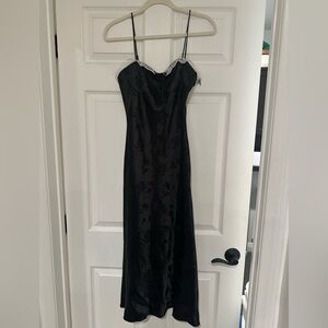 Elegant Black Floral Slip Dress